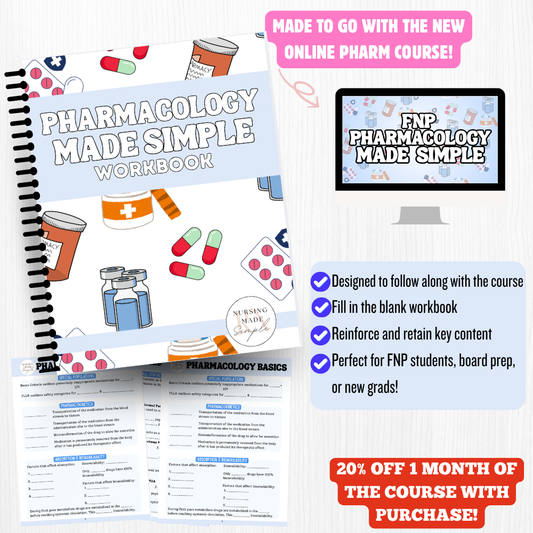 FNP Pharmacology Made Simple Workbook | Fill-in Study Guide for Nurse Practitioner Students | FNP Pharmacology Made Simple Workbook
